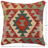 handmade Traditional Pillow Red Blue Hand-Woven SQUARE 100% WOOL Hand woven turkish pillow2' x 2'